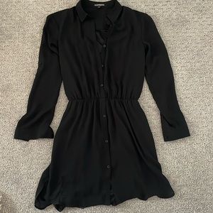 Express Button Up Black Dress